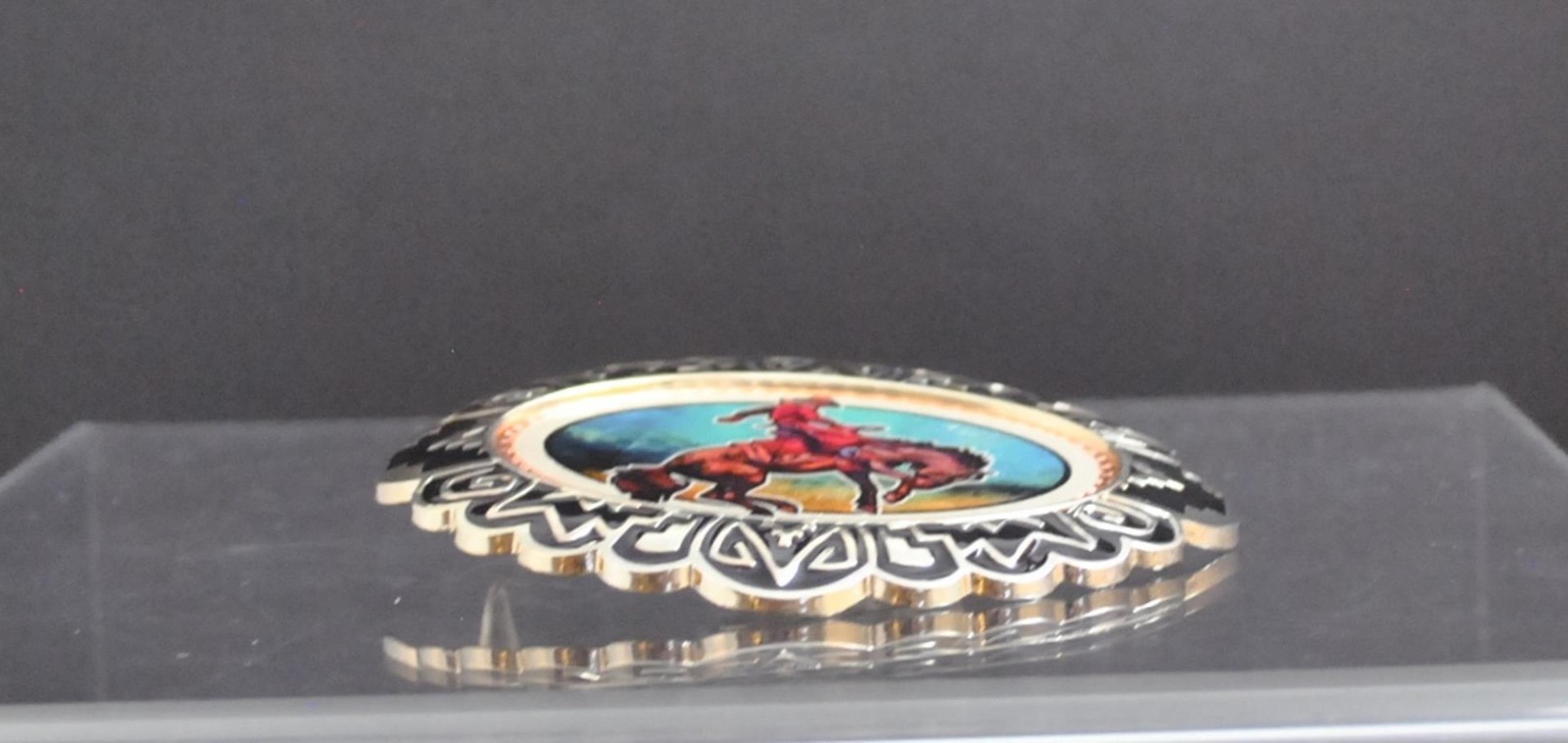 NWOT Horse Cowboy Bucking Bronco Belt Buckle Silver Tone Oxidation Design 4&Prime; G8