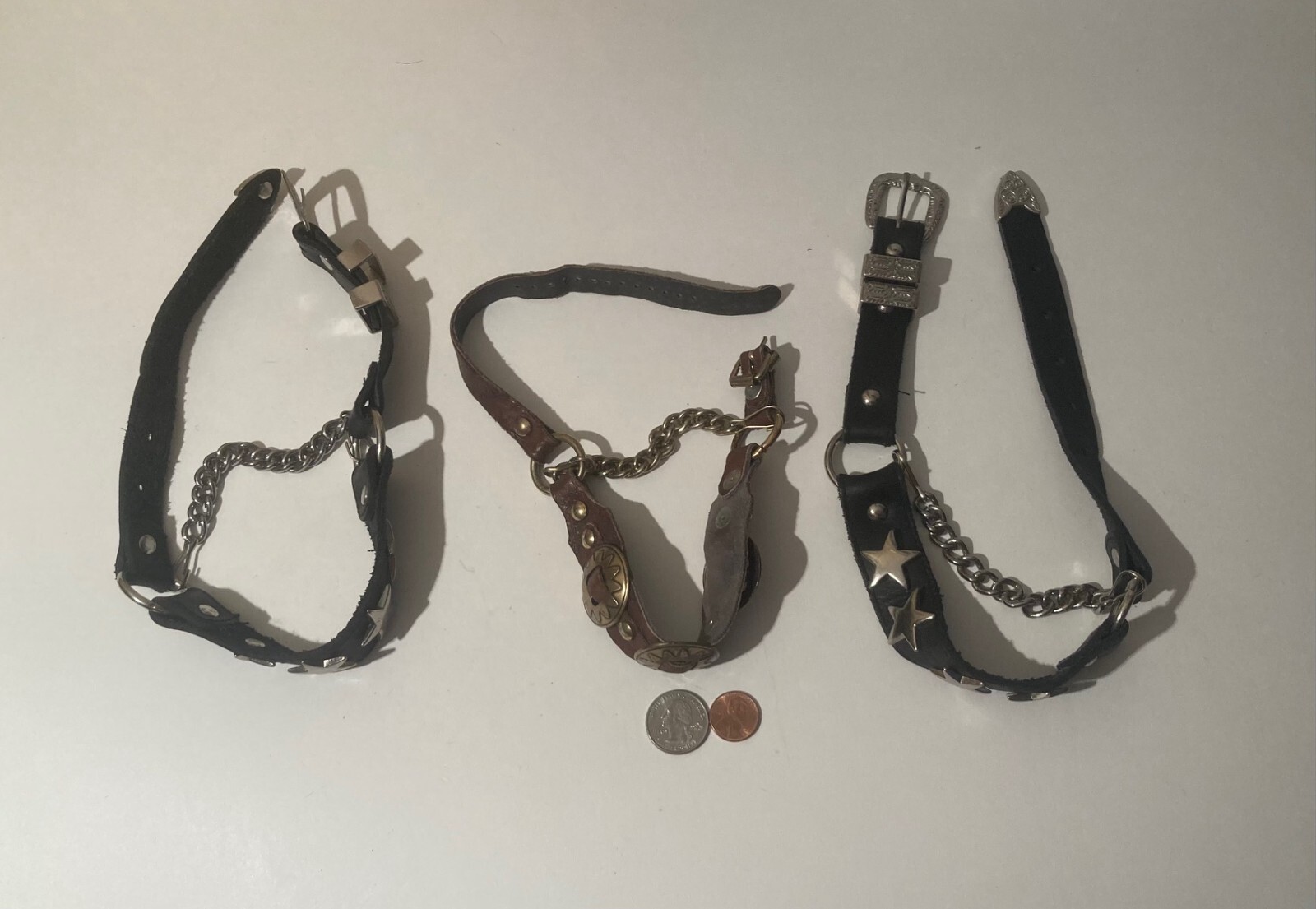 Vintage Lot of 3 Leather and Metal Horse Accessories, Bits, Bridle, Harness, Nic