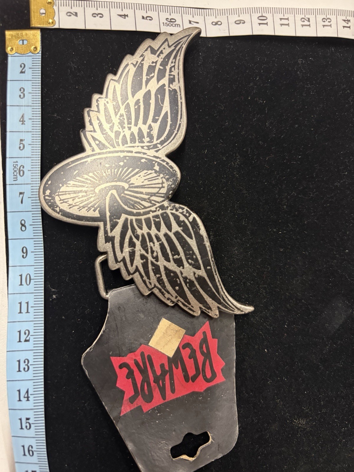 Rare Vintage Y2K Winged Mushroom Belt Buckle Gothic Fantasy Nature Silver Tone