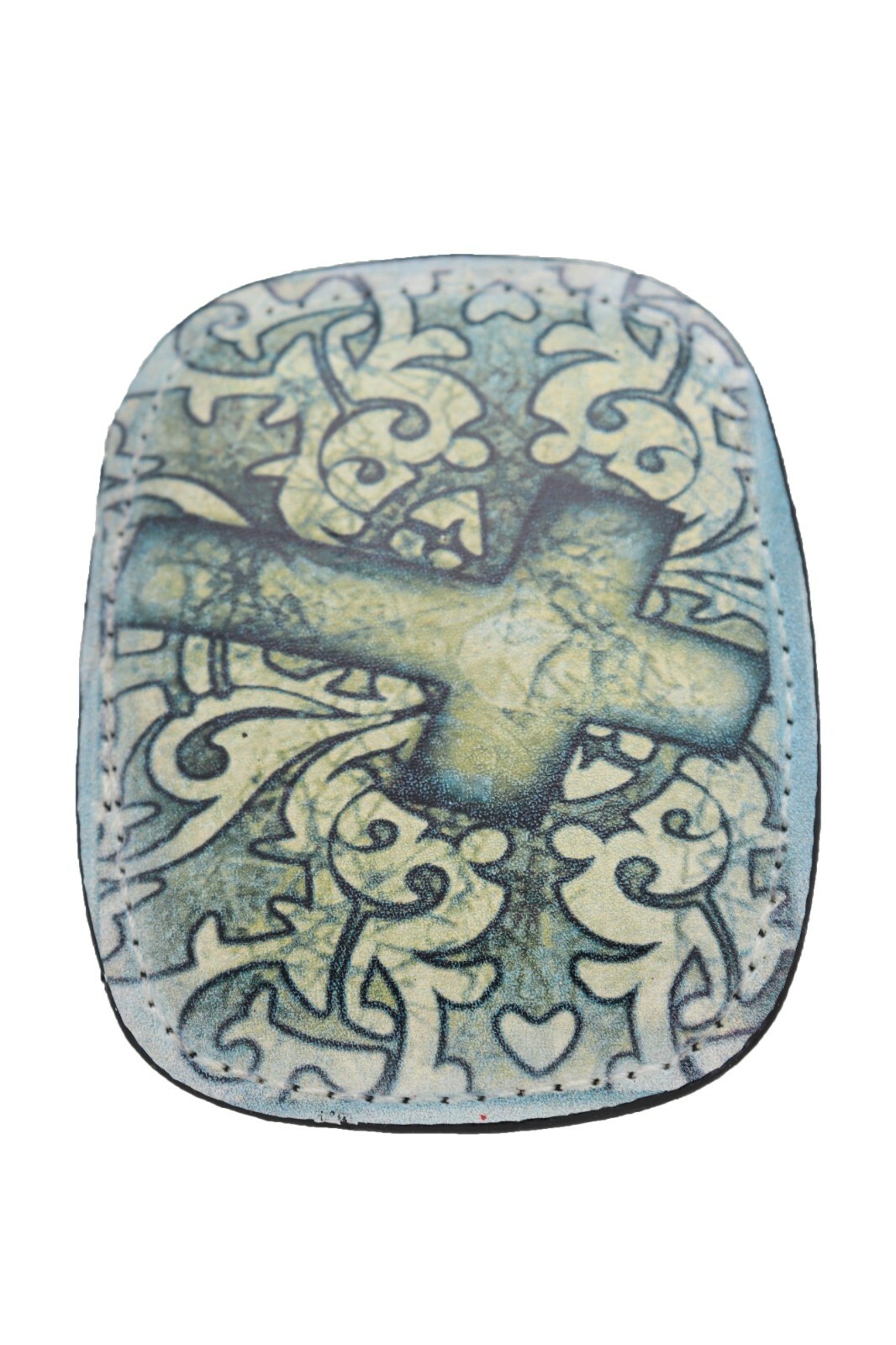 Men Women Belt Buckle Black Faux Leather Religious Cross Western Weekend Style