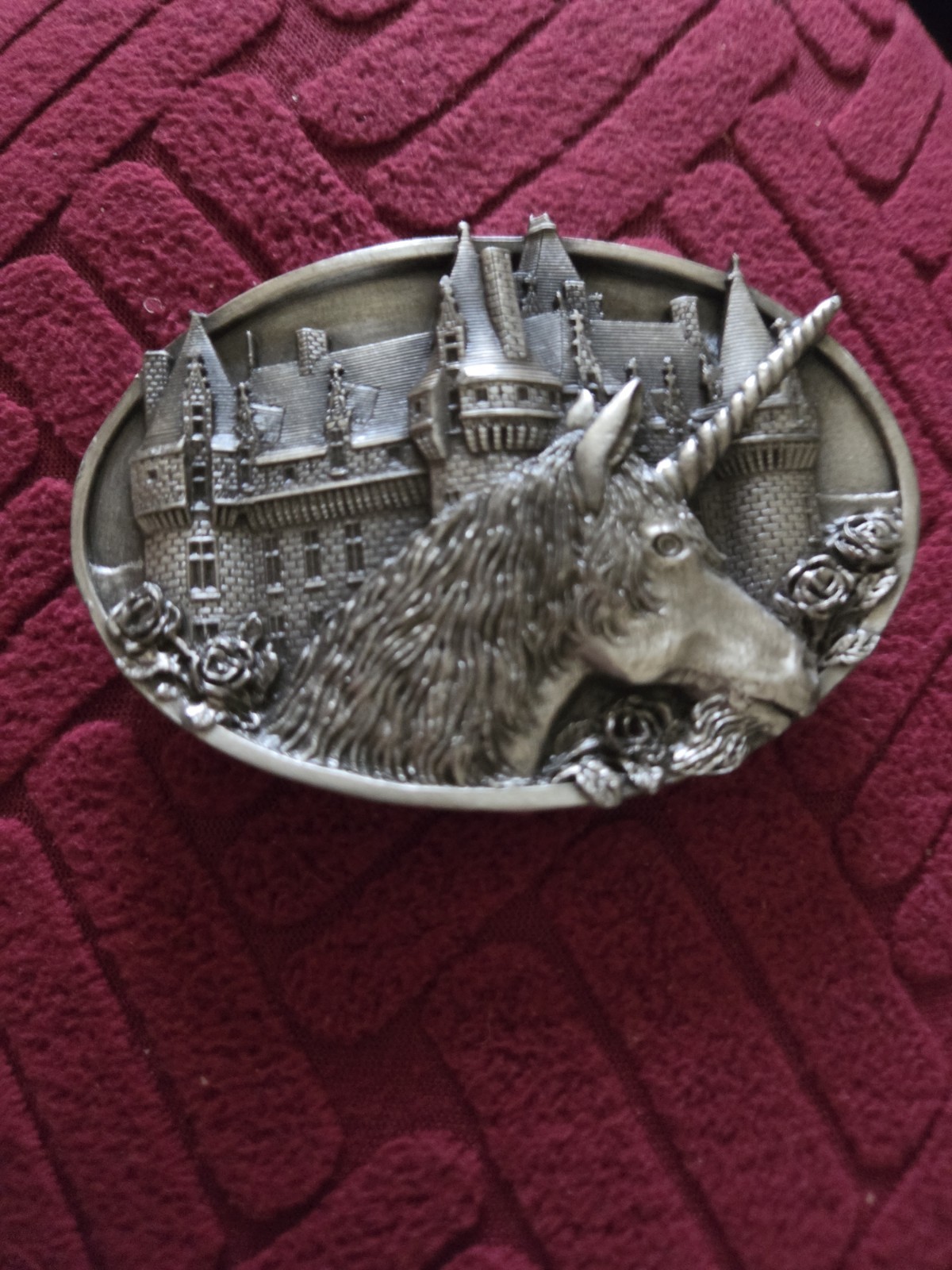 Vintage 1983 Bergamot Brass Works Model V-48 -Castle Unicorn Belt Buckle USA