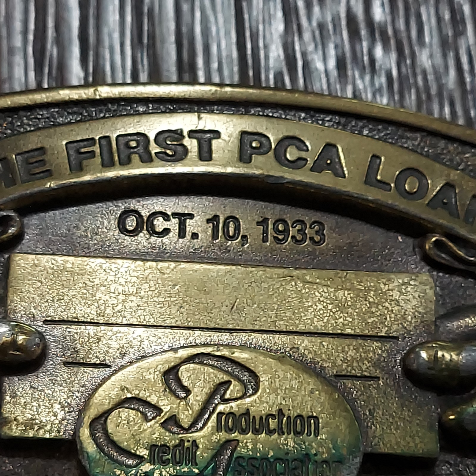 Vtg Belt Buckle The First PCA Loan 1933 50th Anniversary 3D Relief