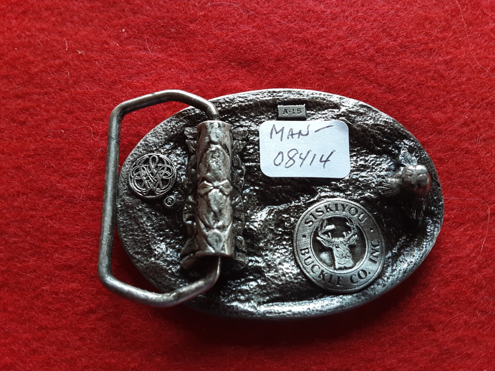 PEWTER BELT BUCKLE, « EAGLE » 3-D DESIGN, SISKIYOU-BERGAMOT USA, MAN-0724*08414