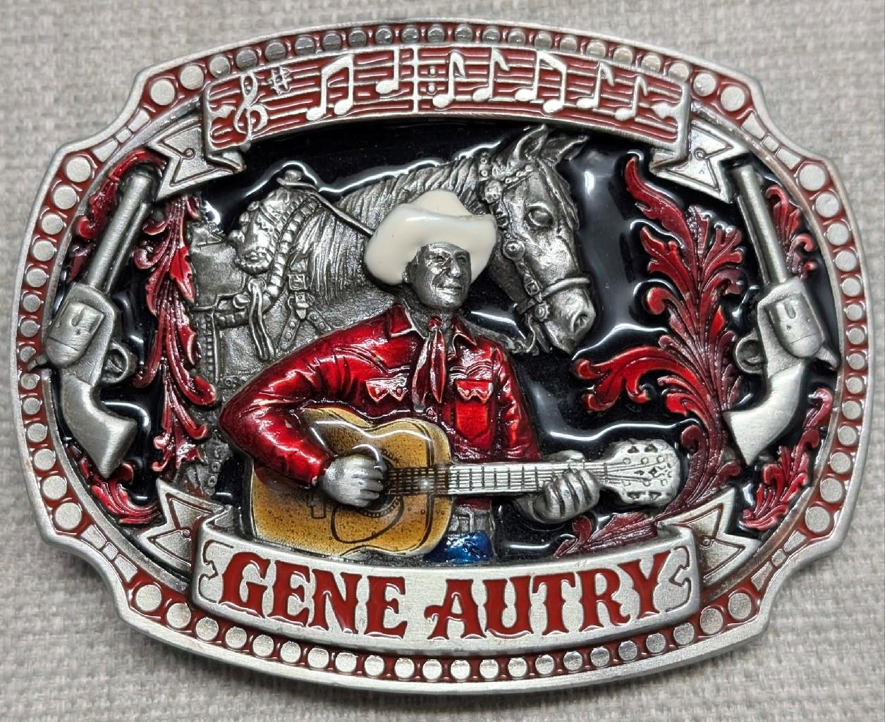 vintage GENE AUTRY belt buckle COUNTRY MUSIC heavy pewter WESTERN cowboy