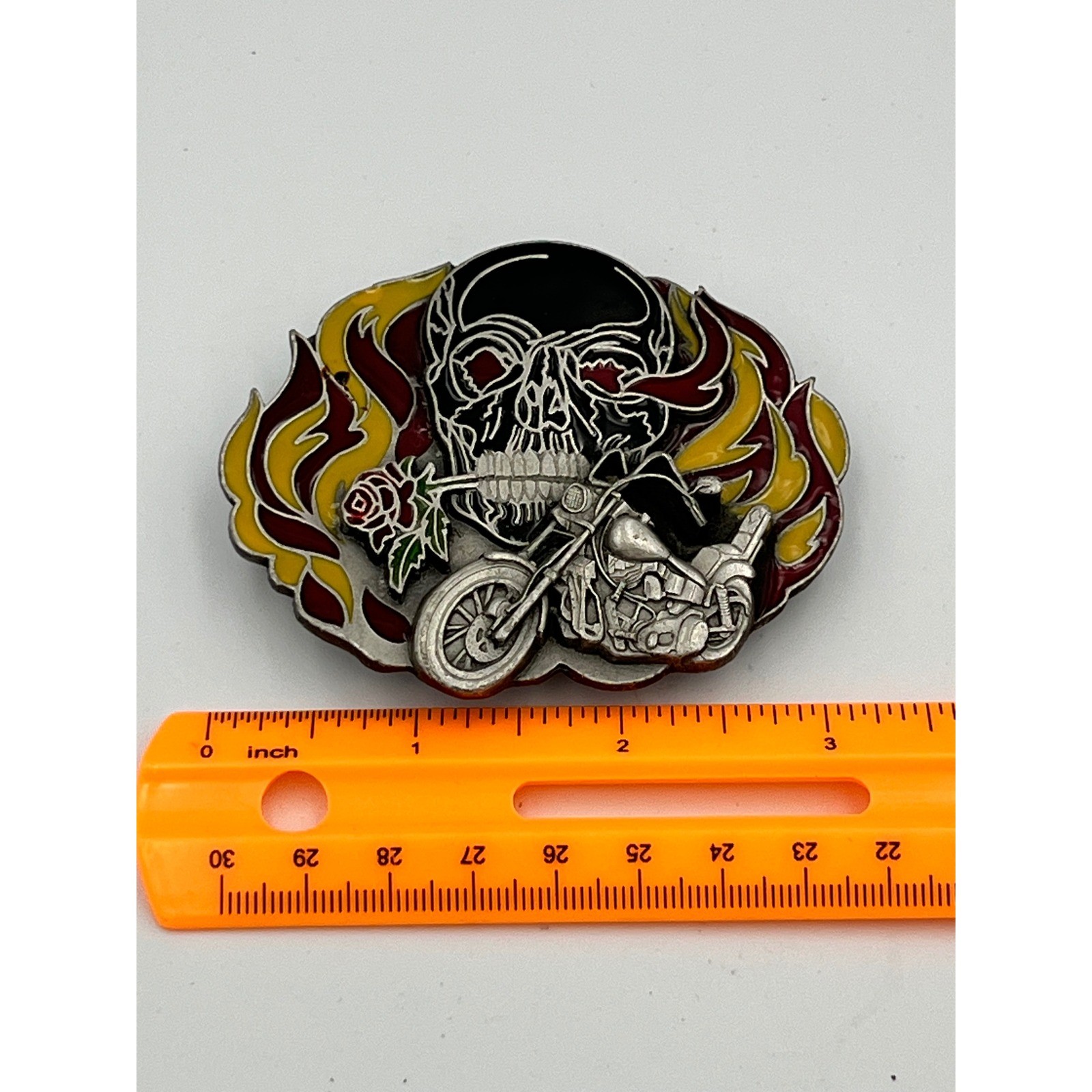 Siskiyou Buckle Skull Motorcycle Flame Rose Wild & Free Belt Buckle Made in USA