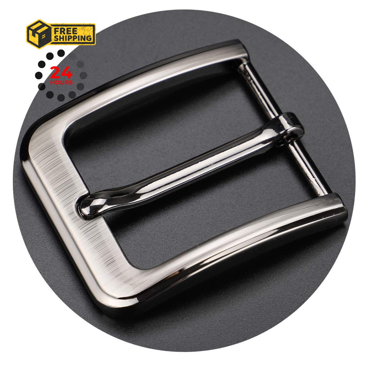 1.5 Inches (38-40 mm) Belt Buckle Single Prong Square Replacement Grey07