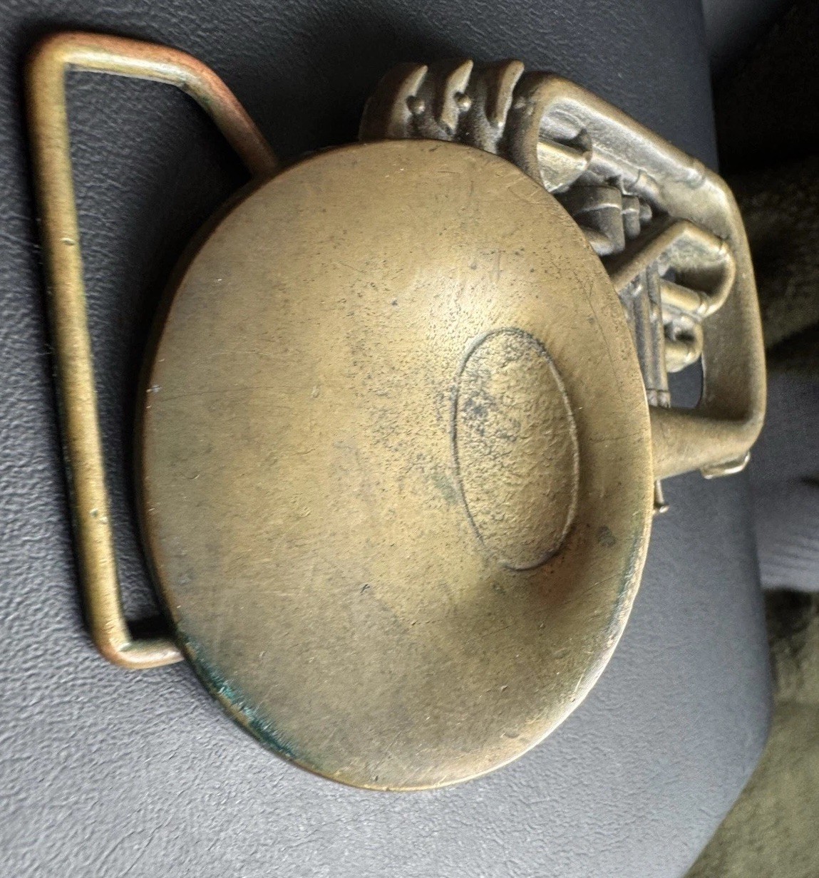 Vintage French Horn Solid Brass Belt Buckle 1978 Baron Buckles 6067 Taiwan