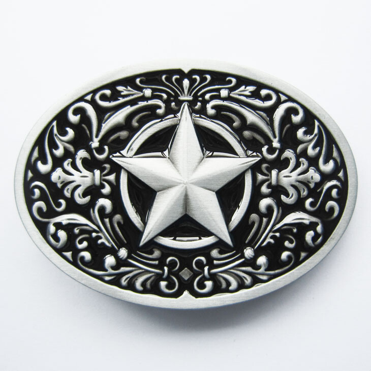 Flower Star Western Black Enamel Metal Fashion Belt Buckle