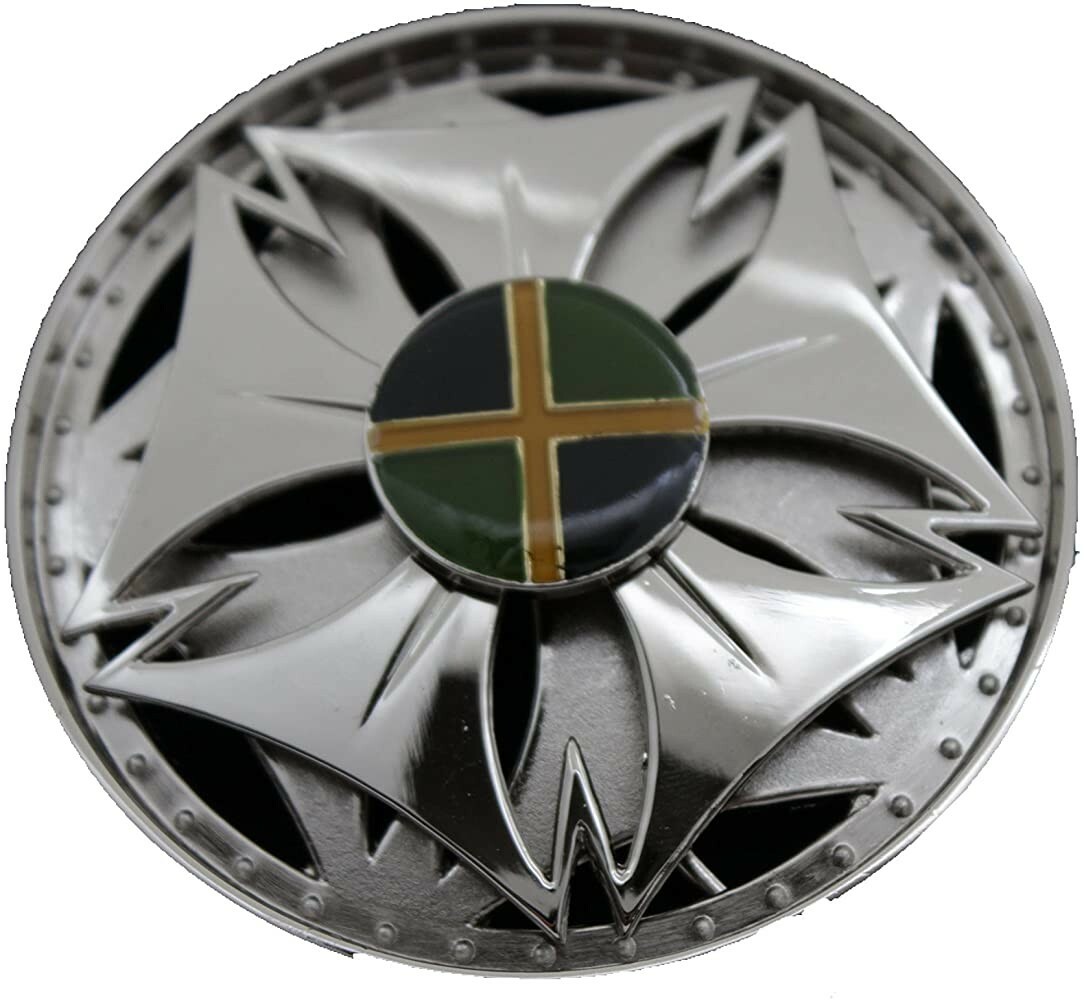 BELT BUCKLE -Spinner Rotating Gao Shi Zhuang Chrome Buckle 3.5&Prime; Diameter