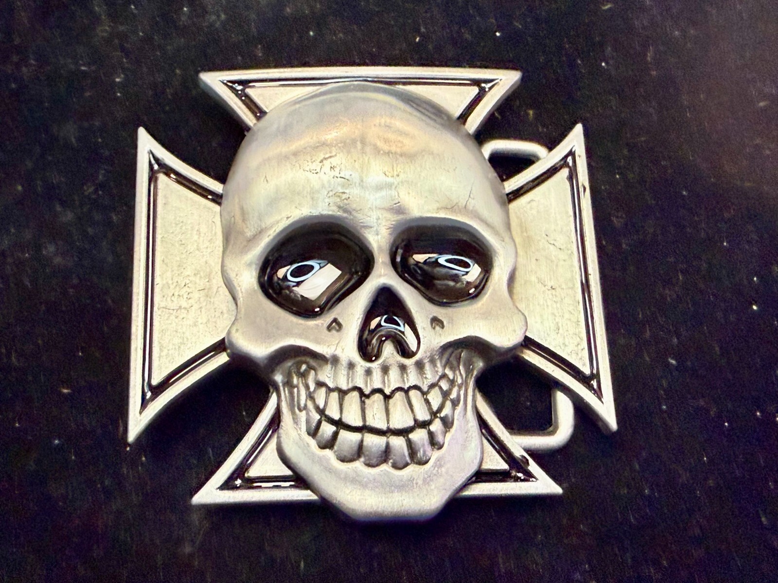 Skull Head Celtic Iron Cross Cutout Gothic Punk Biker 3D Dimensional Belt Buckle