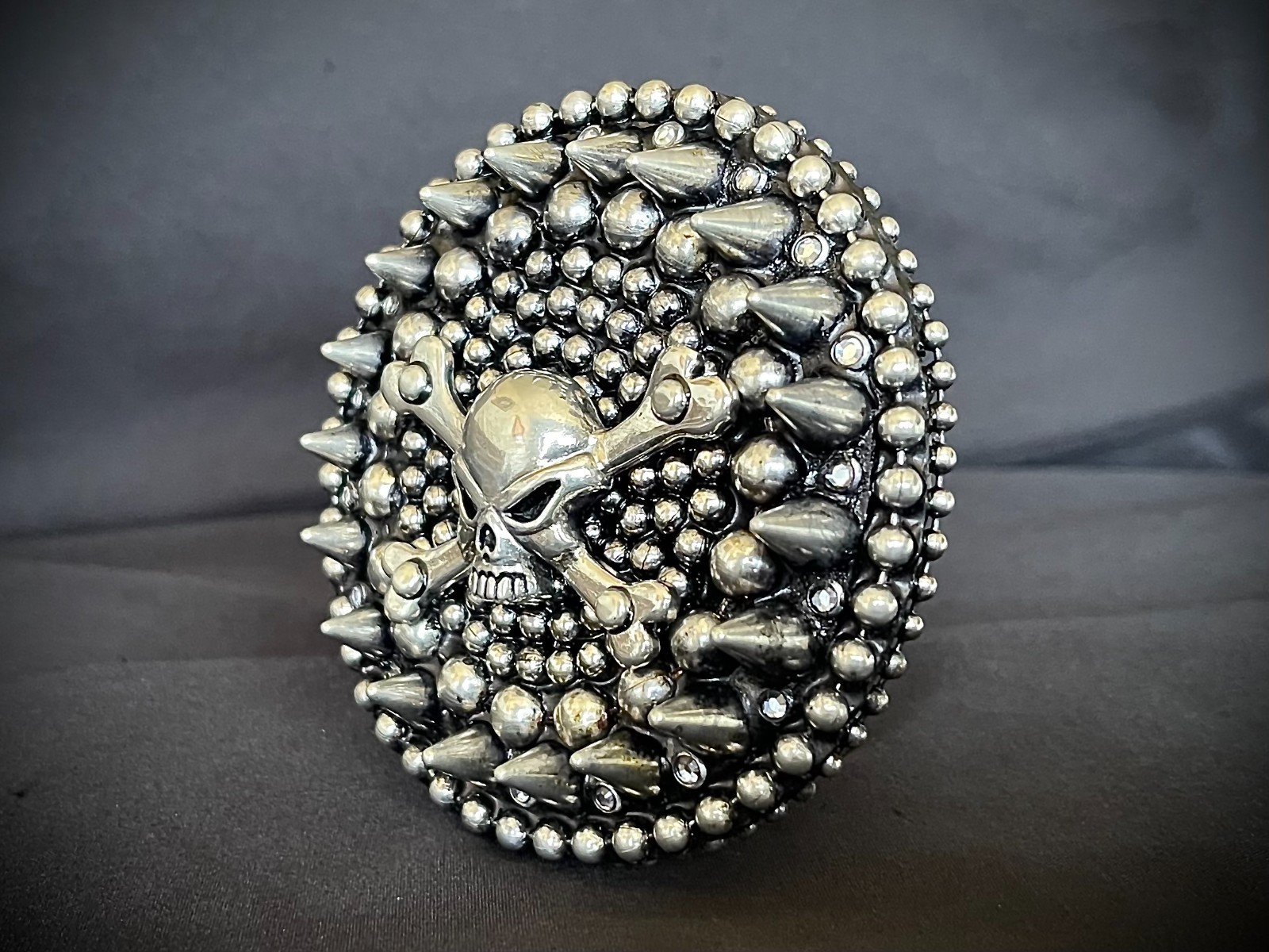Skull & Crossbones Belt Buckle Gothic Biker Wearable Art OOAK Darren McNeese