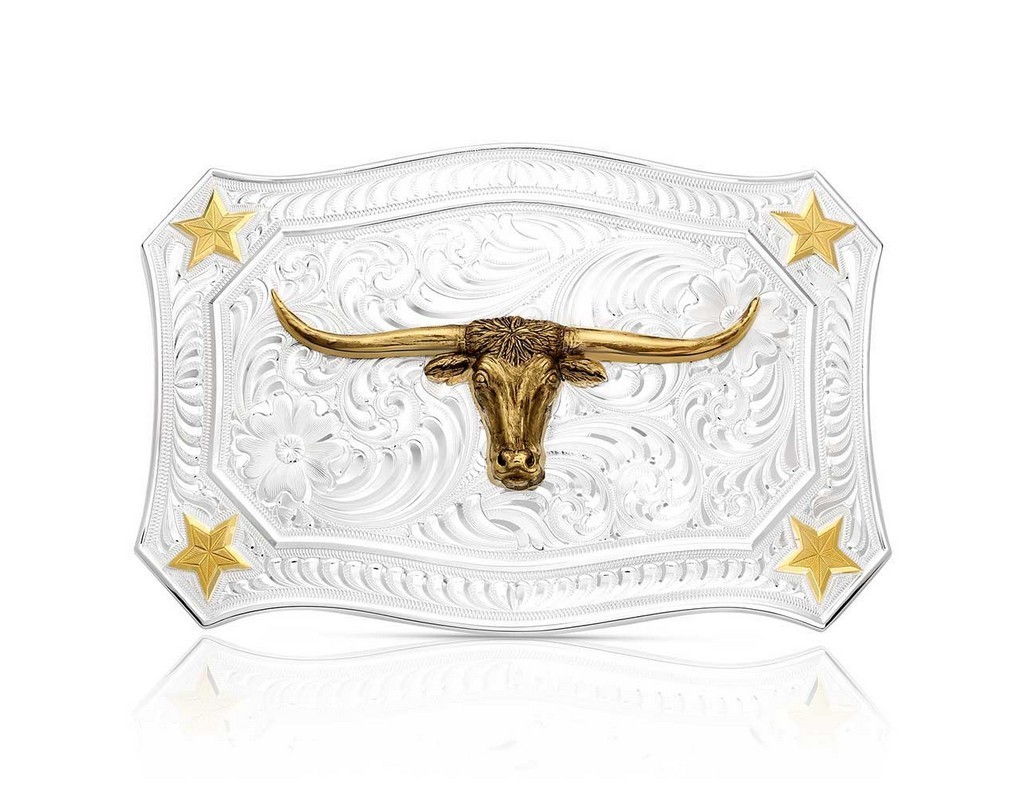Montana Silversmiths Belt Buckle Lone Star Silver Gold 54510-767M
