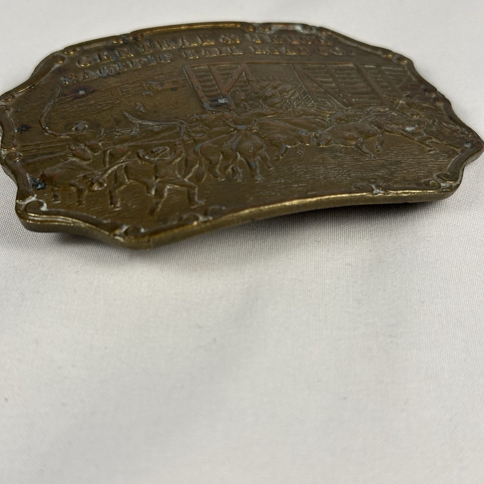 Vintage Bergamot Brass Works Central & Union Pacific Rail Road Co. Belt Buckle
