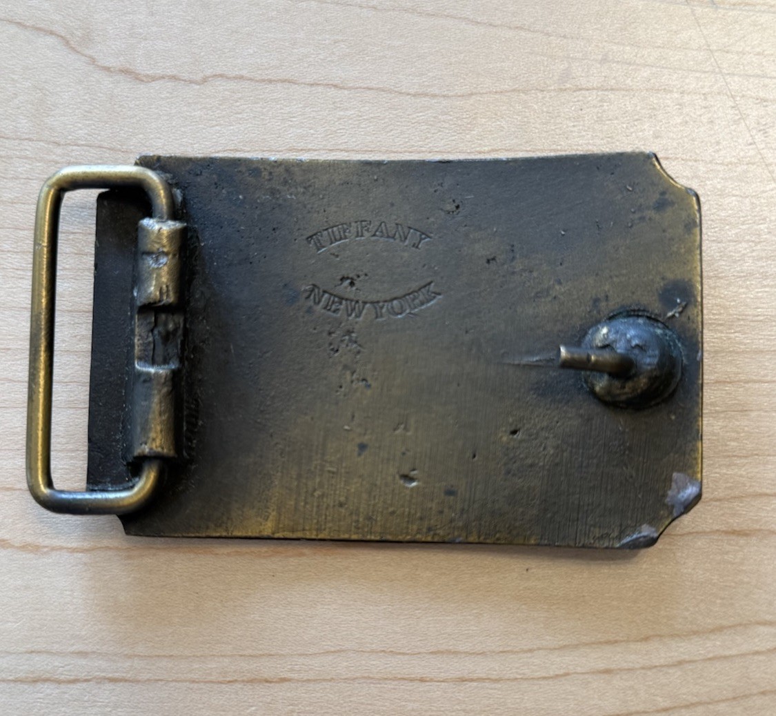 Vintage Antique Tiffany Solid Brass Relief Cowboy Fancy Belt Buckle