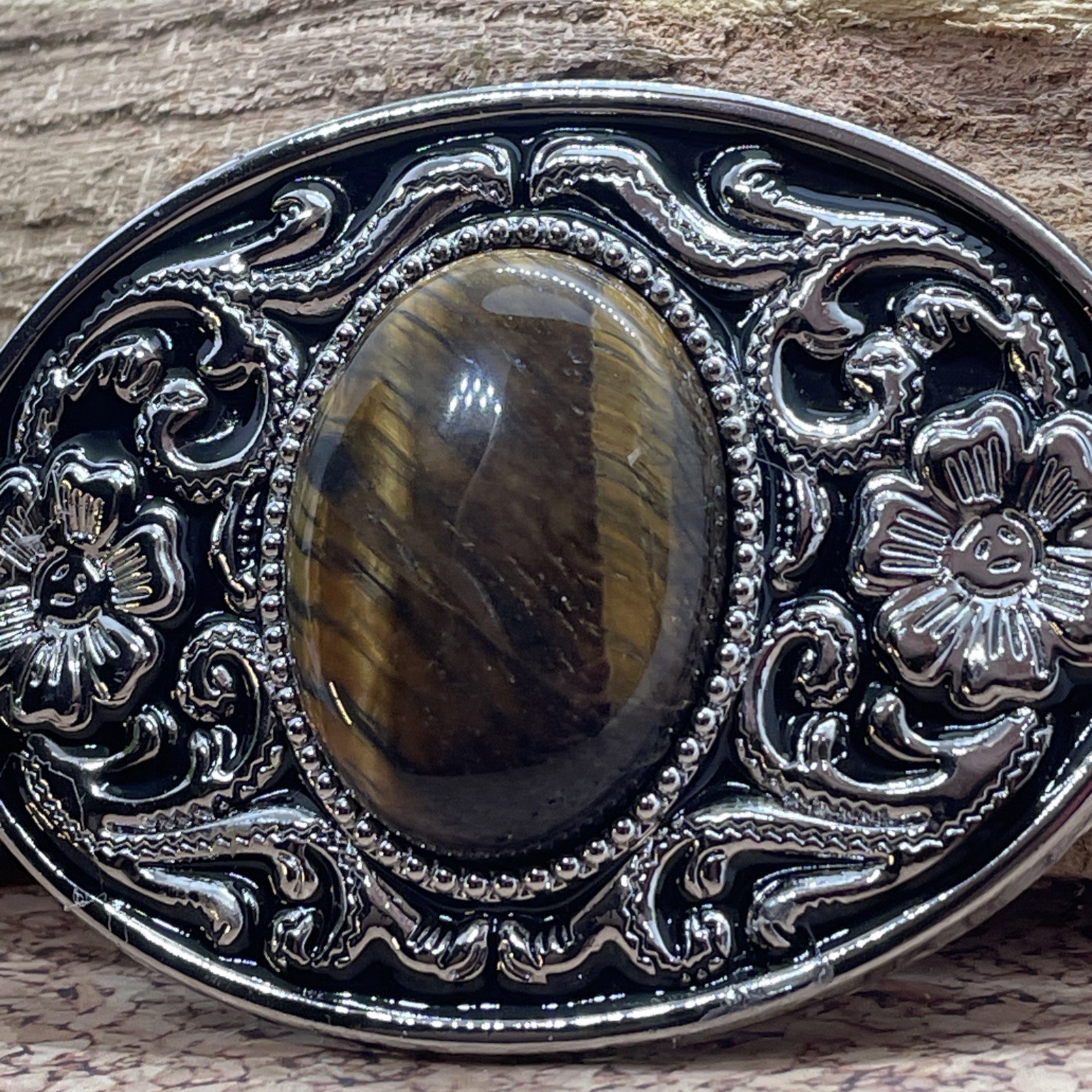 Tiger Eye Stone Silver Western Southwest men women unisex Belt Buckle VALENTINES