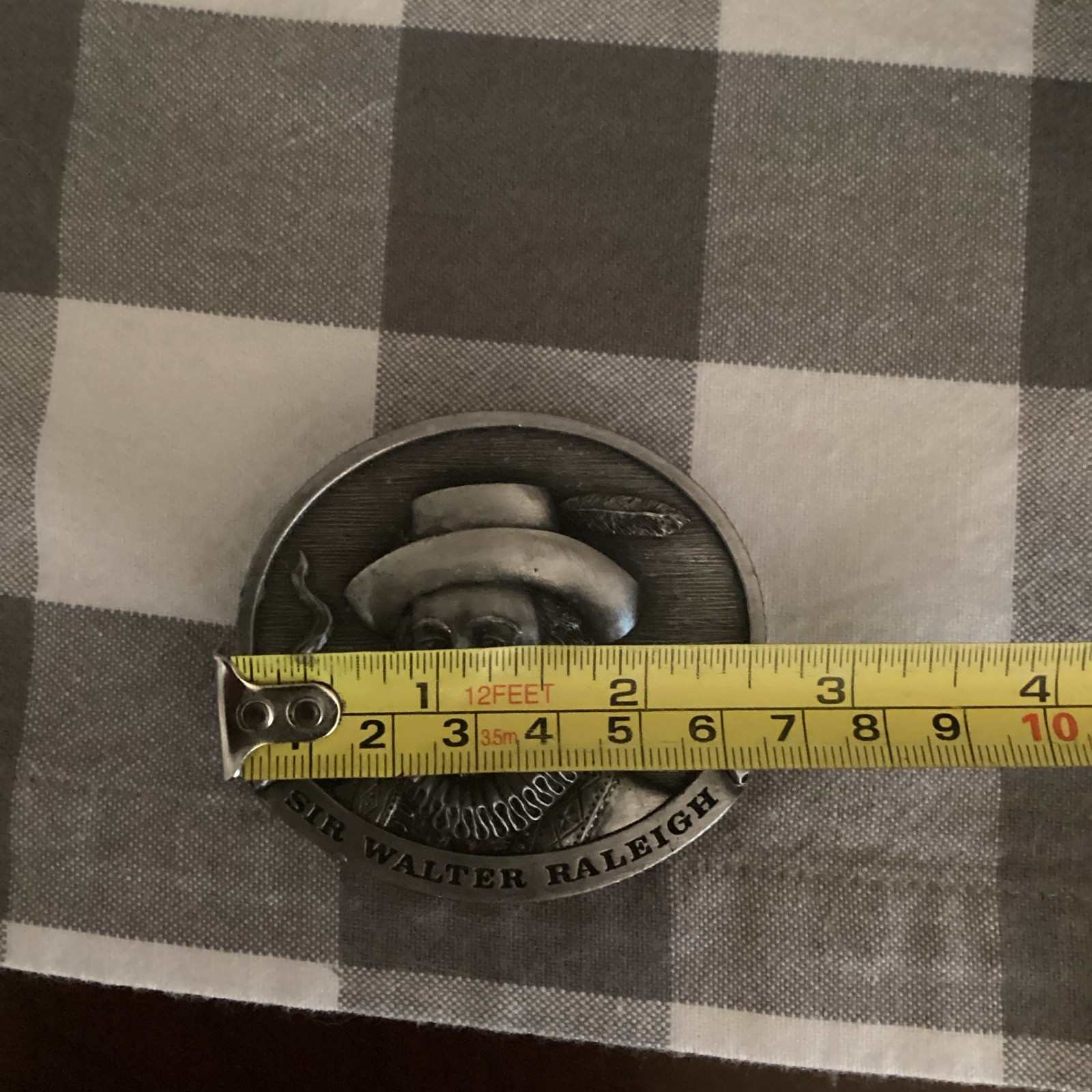 Bergamot Brass Works Sir Walter Raleigh Belt Buckle Antique Finish Silver 1982