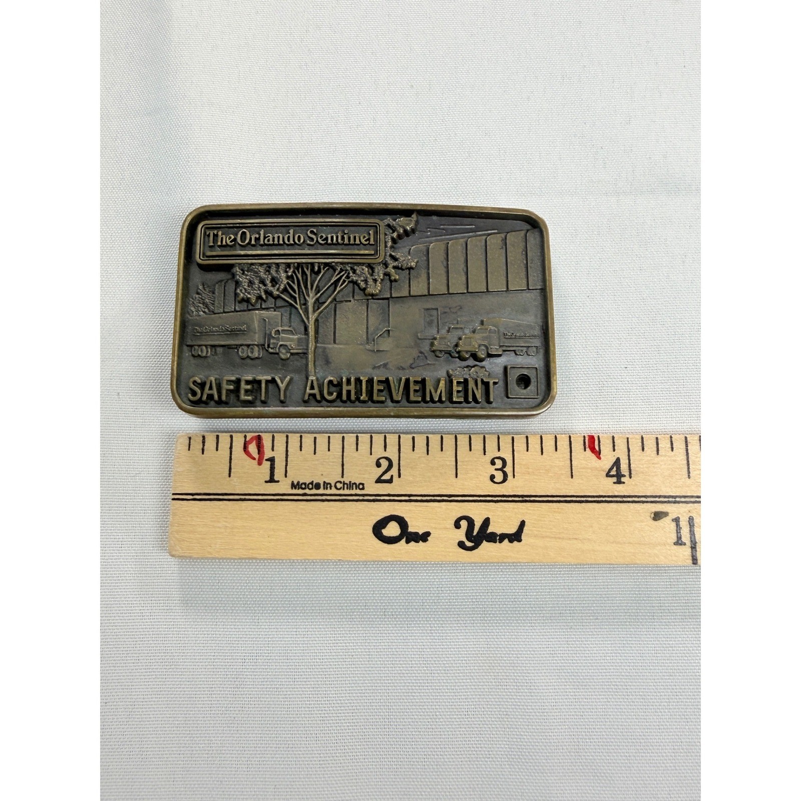Vintage Orlando Sentinel Safety Achievement Buckle Award Trucking Newspaper