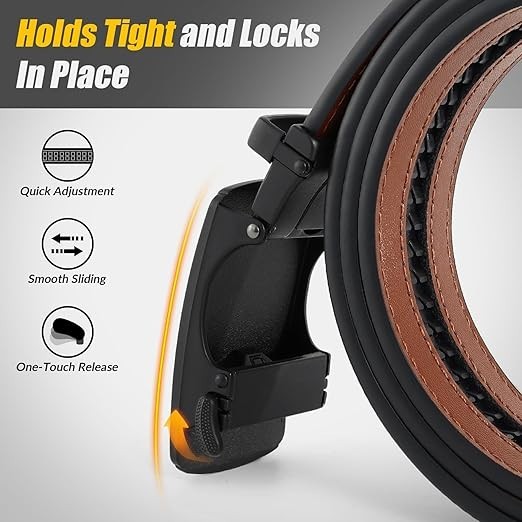 Men Ratchet Belt Buckle Only Belt Buckle Automatic Click Buckle for 1 3/8&Prime; Sl…