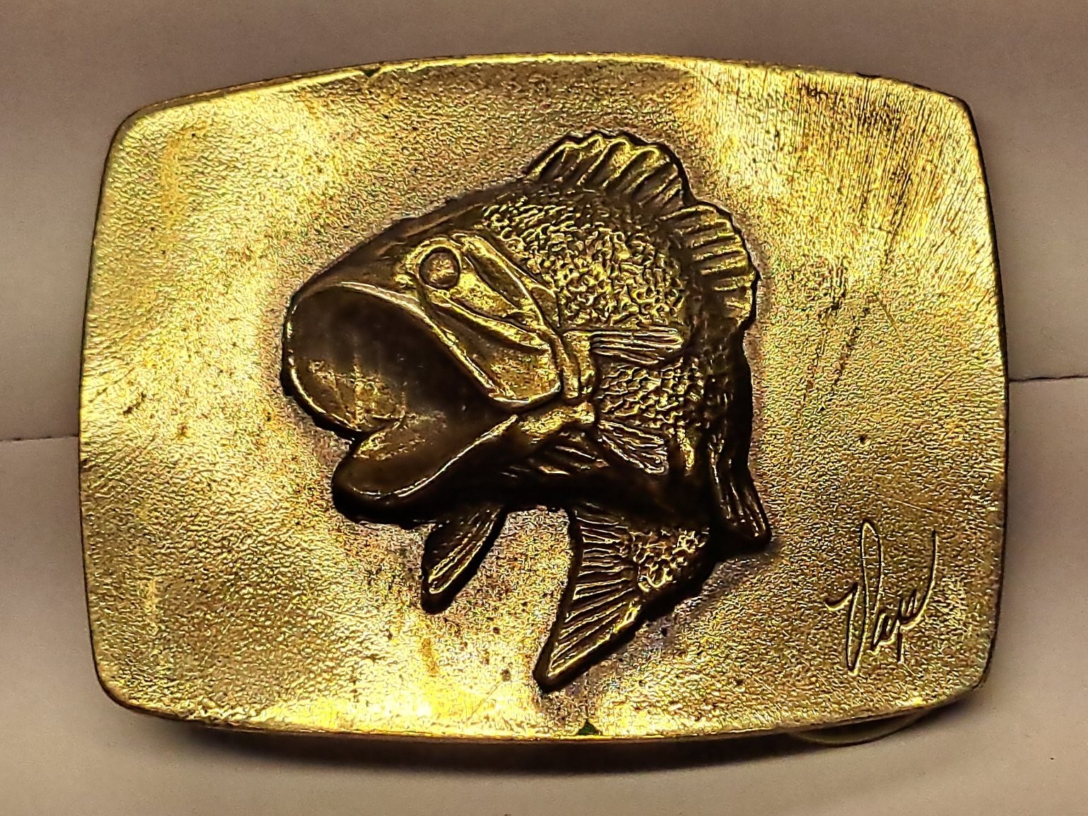 Great American Buckle Co Bass Fish Gold Tone Limited Edition 1979