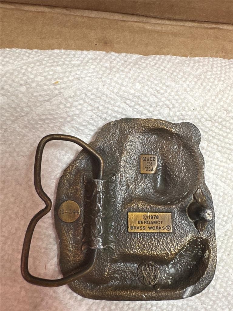 Vintage 1978 Bergamot Brass Works Bear Belt Buckle