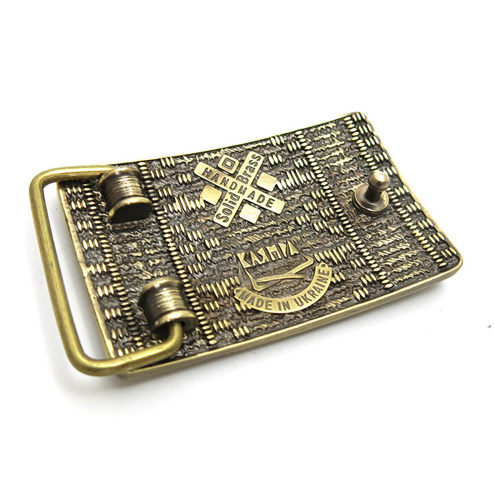 Brass belt buckle Plakhta, Ukrainian traditional ornament embroidery gift buckle