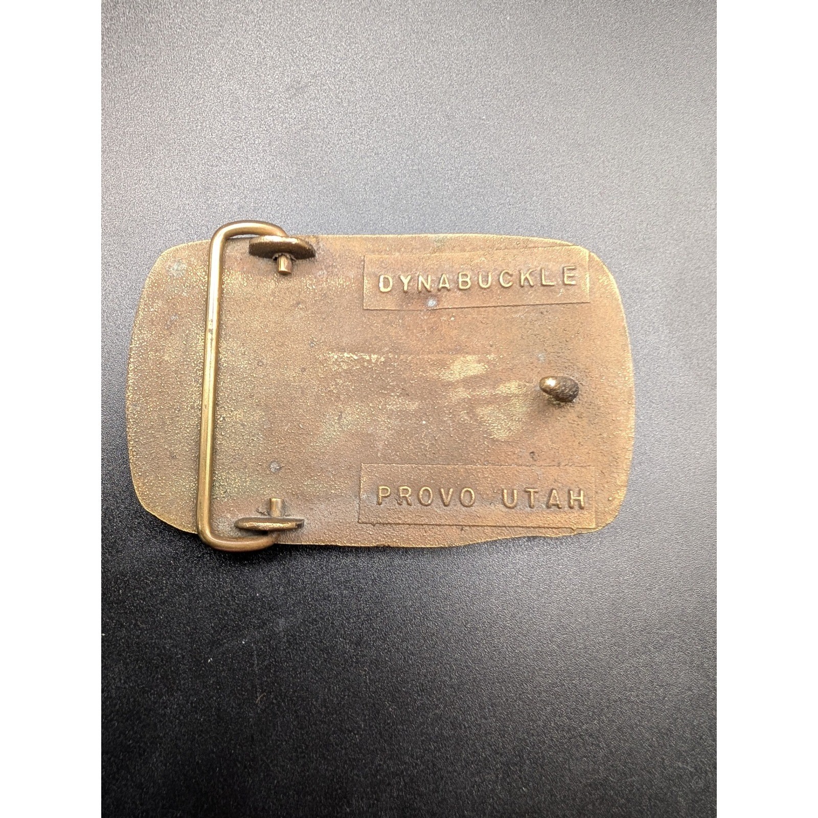 Vintage Dynabuckle Park City Utah Belt Buckle Brass Tone Silver King Mine Provo