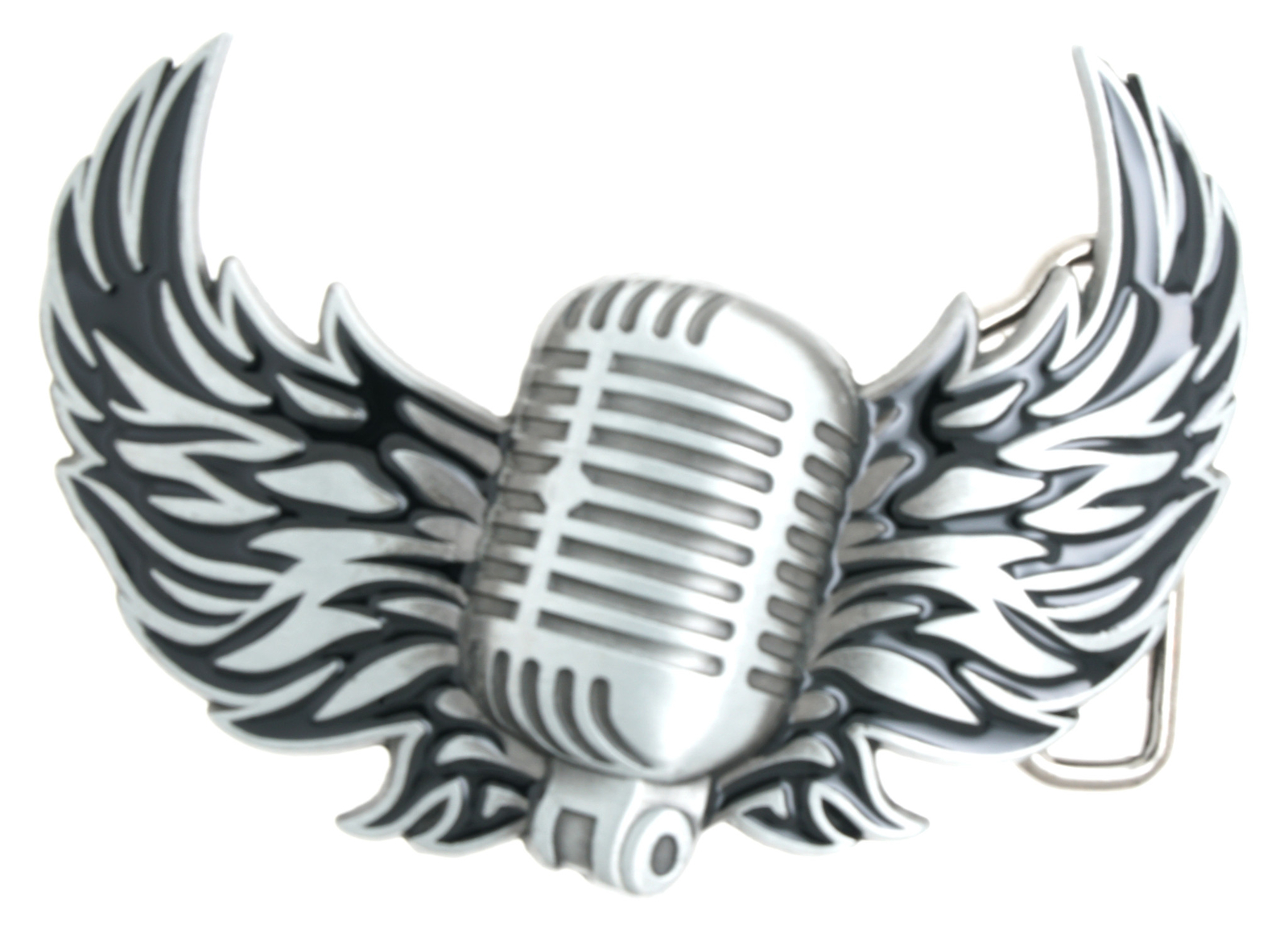 Music Microphone with Flying Wings Metal Belt Buckle