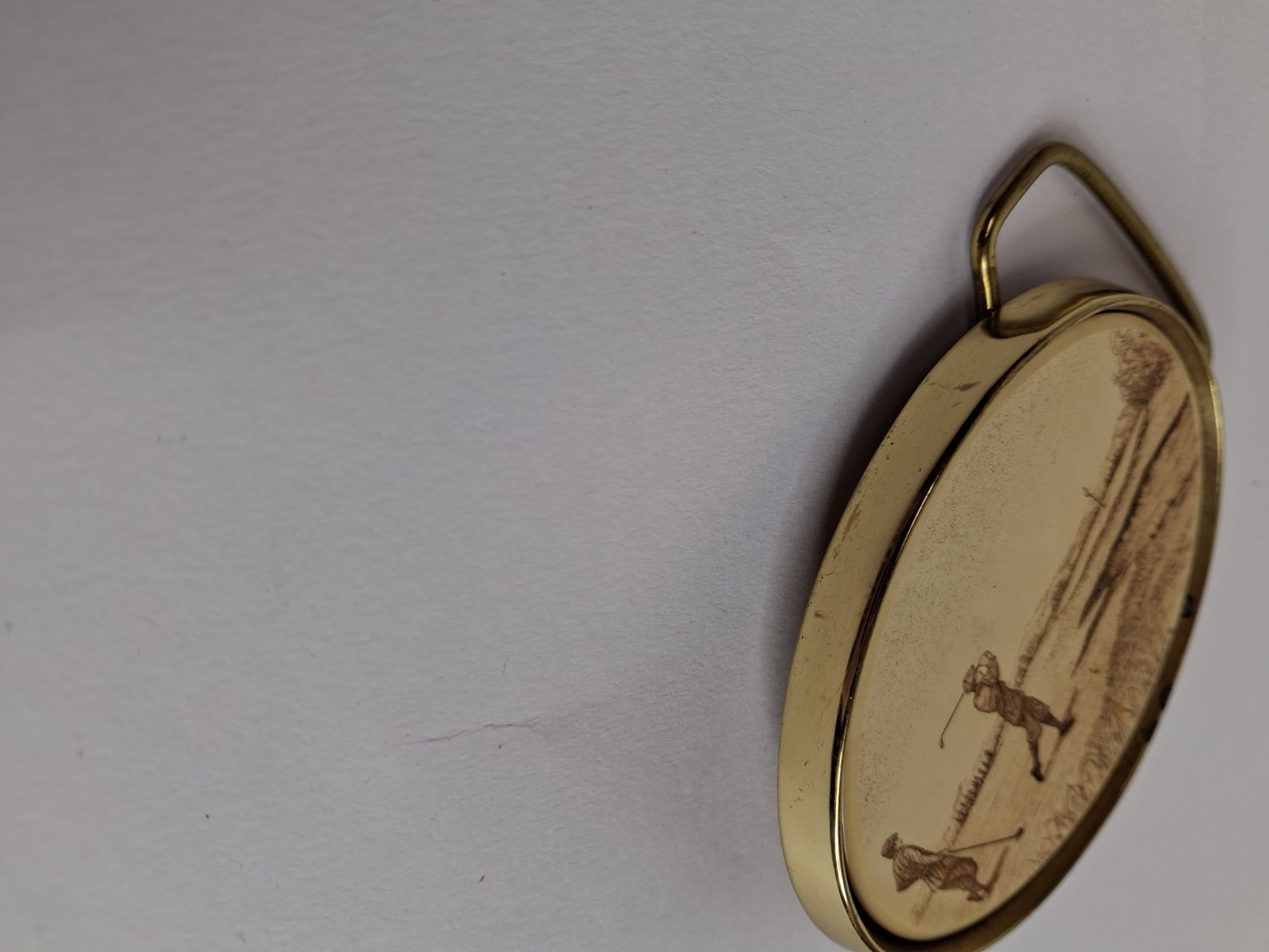 Vintage GOLF belt buckle BRASS 19th century image BARLOW grandpacore 80s