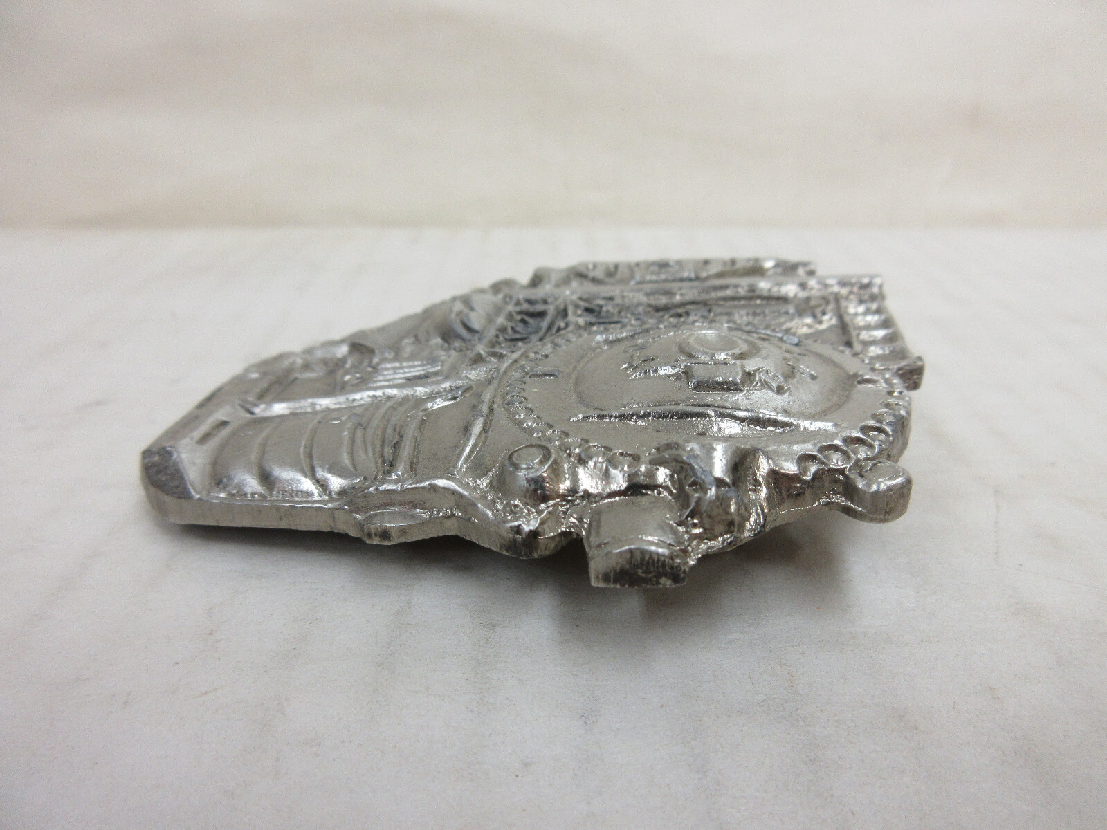 1970s InStyle Locomotive Train Belt Buckle White Metal Men&rsquo;s Fashion Accessory
