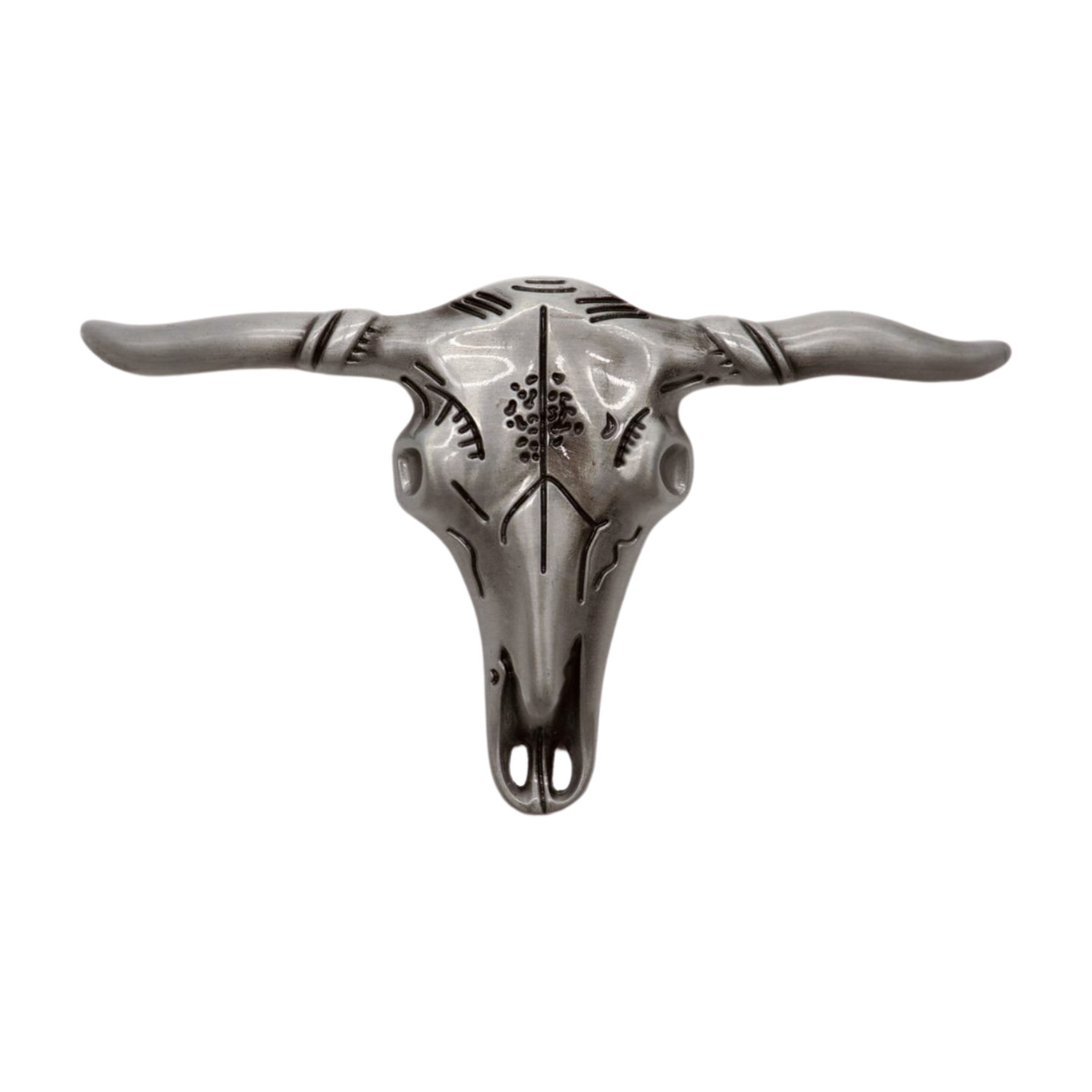 Men Western Accessory Silver Metal Belt Buckle Long Horn Texas Cow Bull Cowboys
