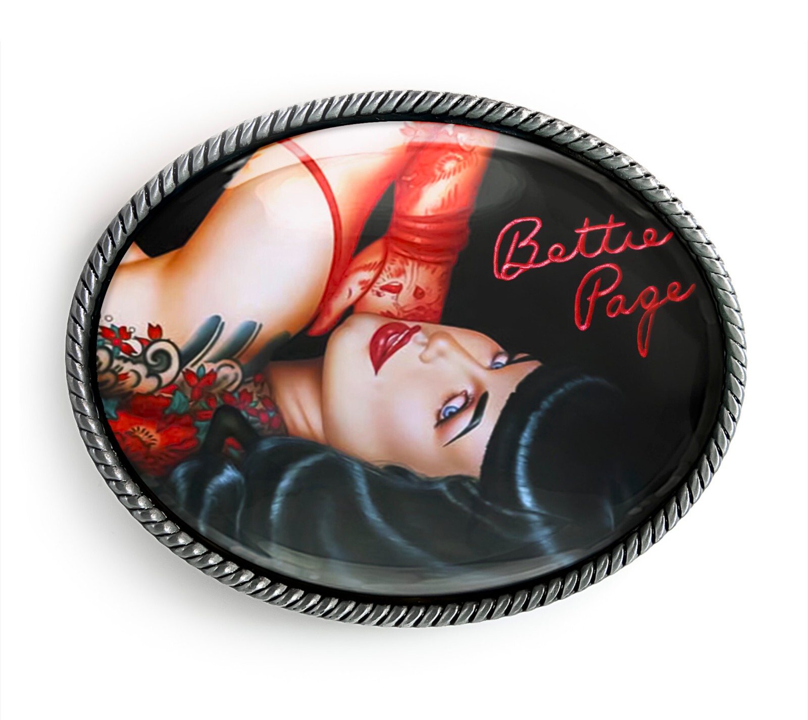 Betty Page Fetish Belt Buckle – Pinup Girl Japanese Geisha Belt Buckles – 261