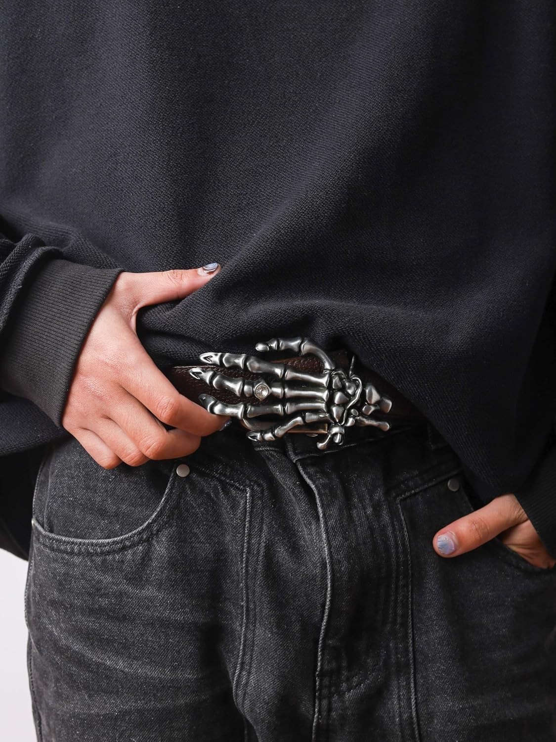 Unique Hand Skeleton Metal Belt Buckle Punk Skull Fashion Jewelry for Men