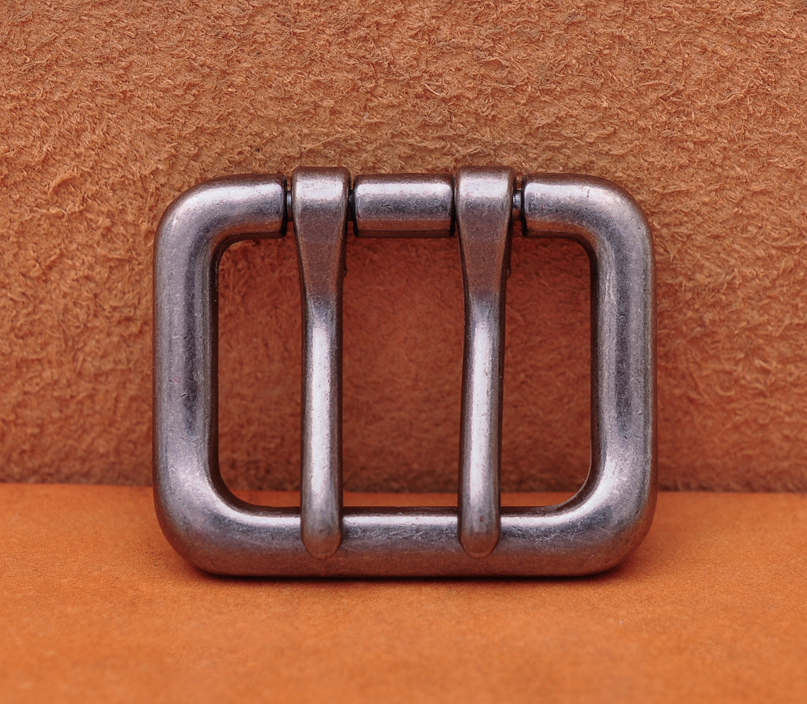 Men Heavy Duty Double Tongue Pin Prong Belt Buckle Fits 40MM Belt Strap Silver