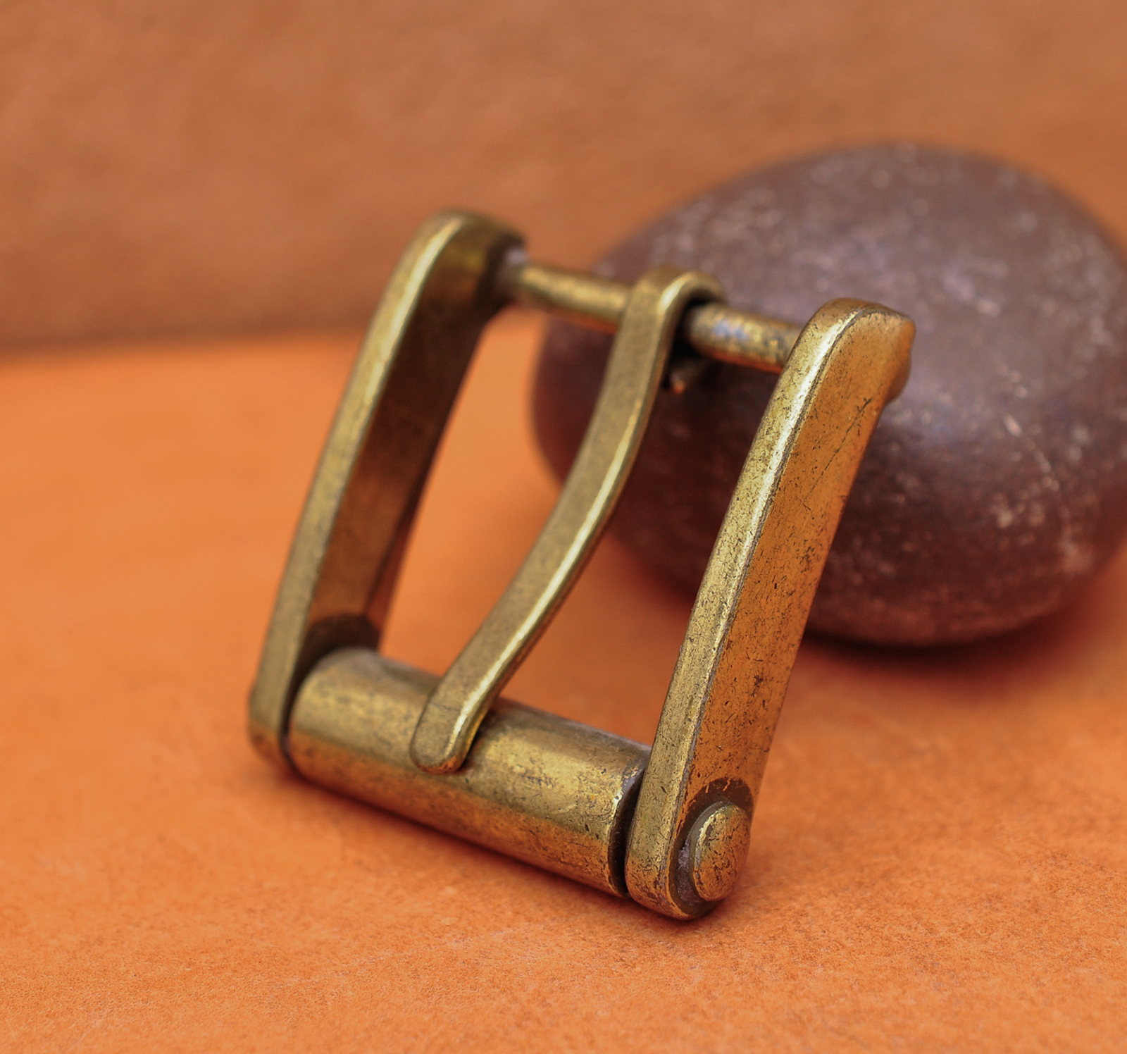 Novelty Mens Retro Solid Brass Single Prong Pin Metal Roller Belt Buckle 32mm