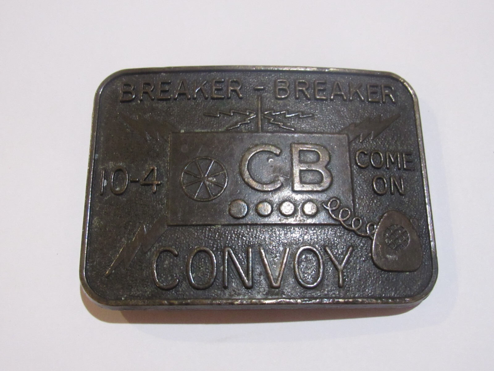 Breaker-Breaker CB Convoy bronze metal 3D engraved belt buckle vintage? brass