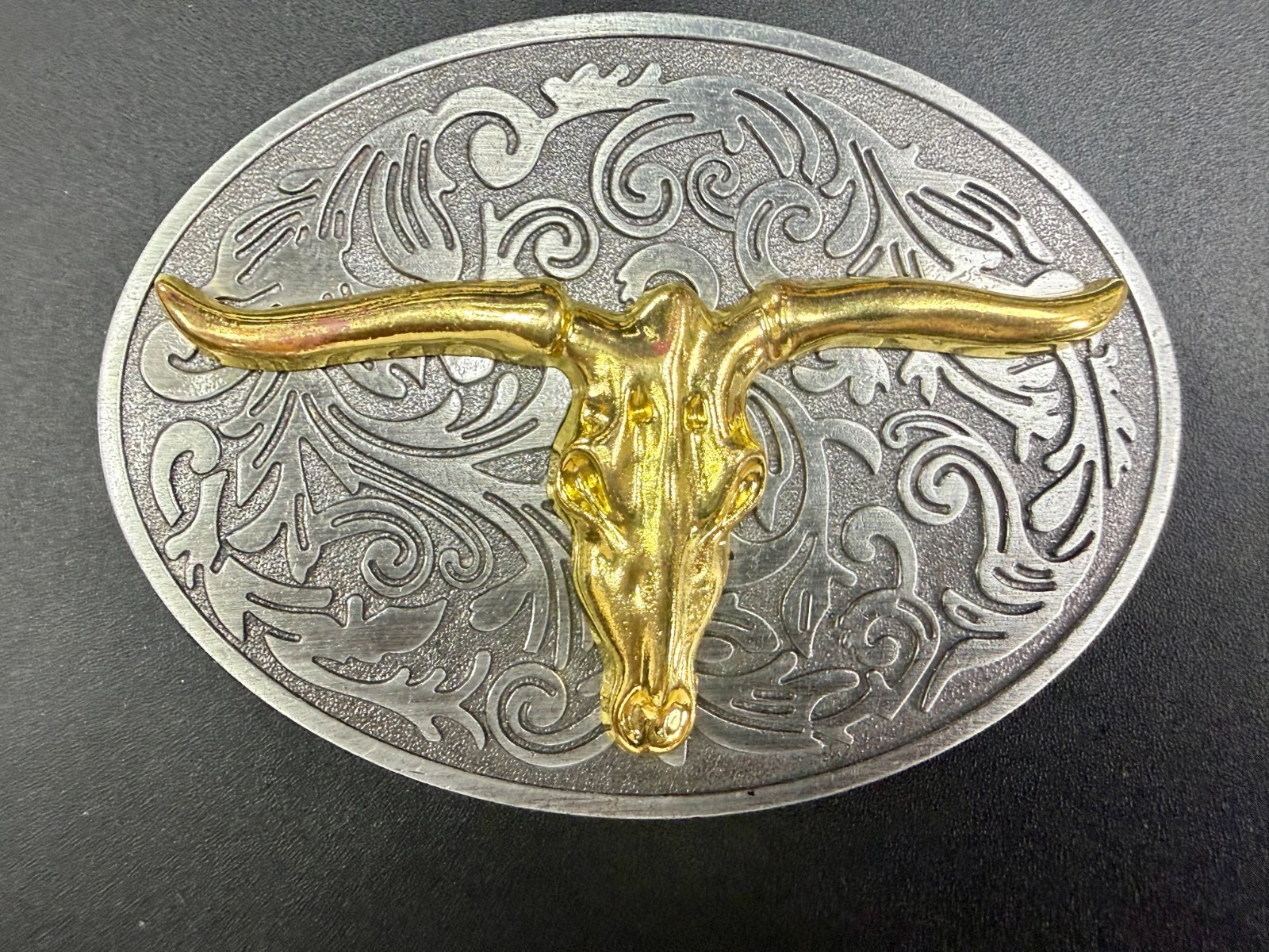 Longhorn Cow Bull Head Steer Skull Silver Gold Color Western Cowboy Belt Buckle