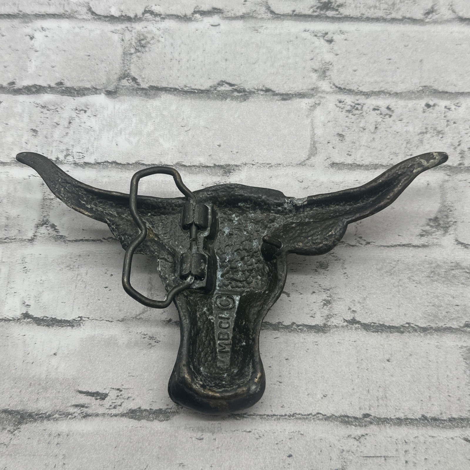 Vintage 1970s Brass MBCI Longhorn Steer Head Belt Buckle 6&Prime; Wide