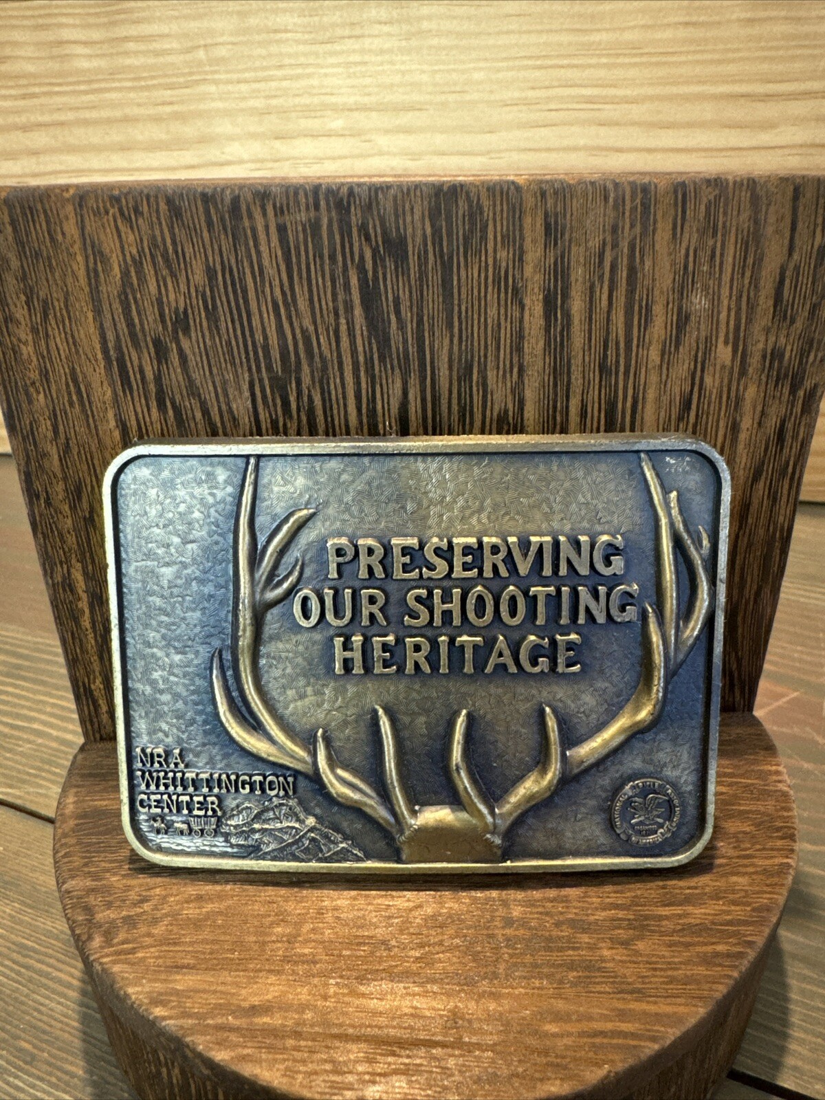 NRA Whittington Center Preserving Our Shooting Heritage Brass Belt Buckle-Vintag