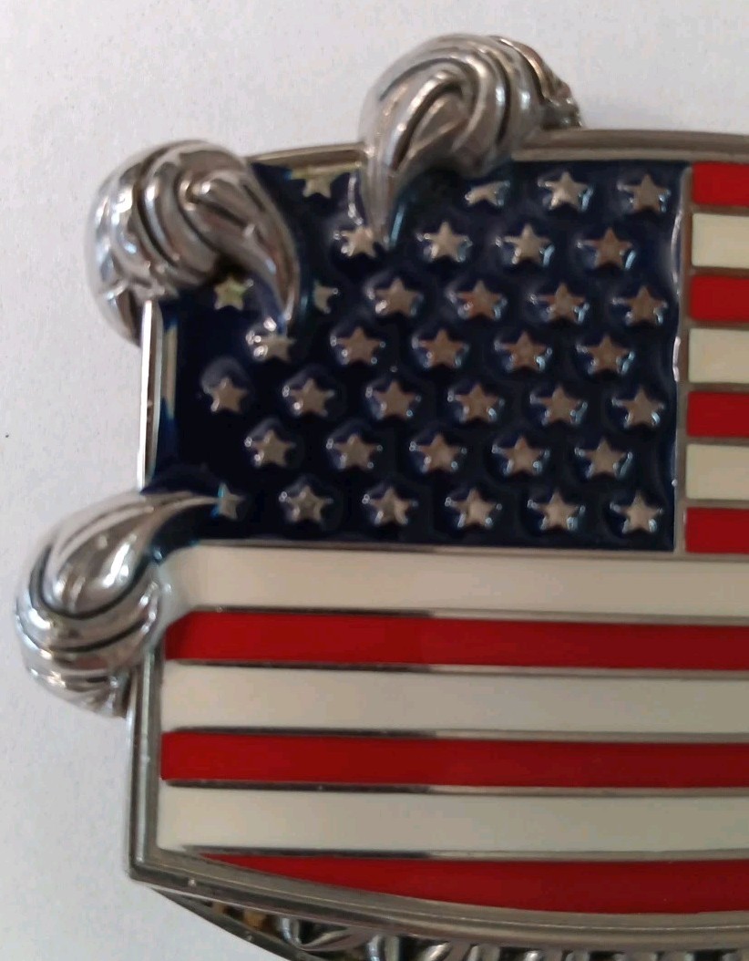 Belt Buckle Patriotic USA Flag With Eagle Claws. Zinc Alloy 1.5&Prime; Belt Swivel