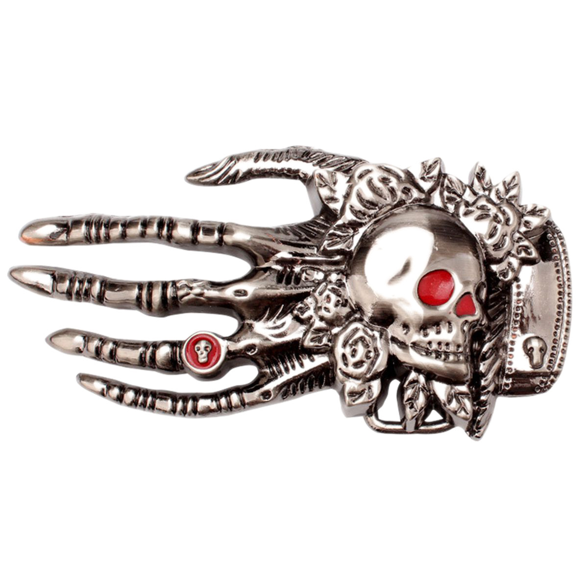 Hand and Skull Belt Buckle Western Cowboy Cowgirl Motorcyclist Pirate (HND3M)