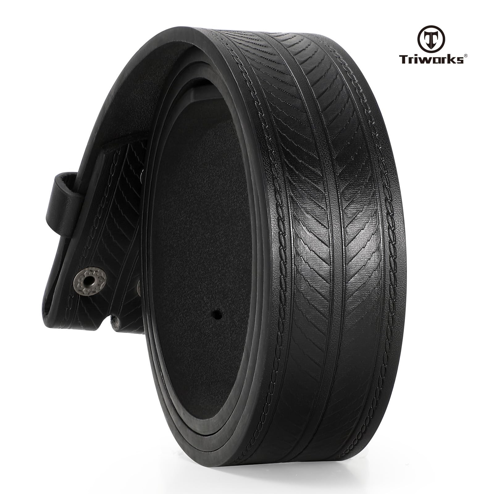 TRIWORKS Western Belts for Men without Buckle Cowboy Fit Size 38&Prime;-41&Prime;, Black
