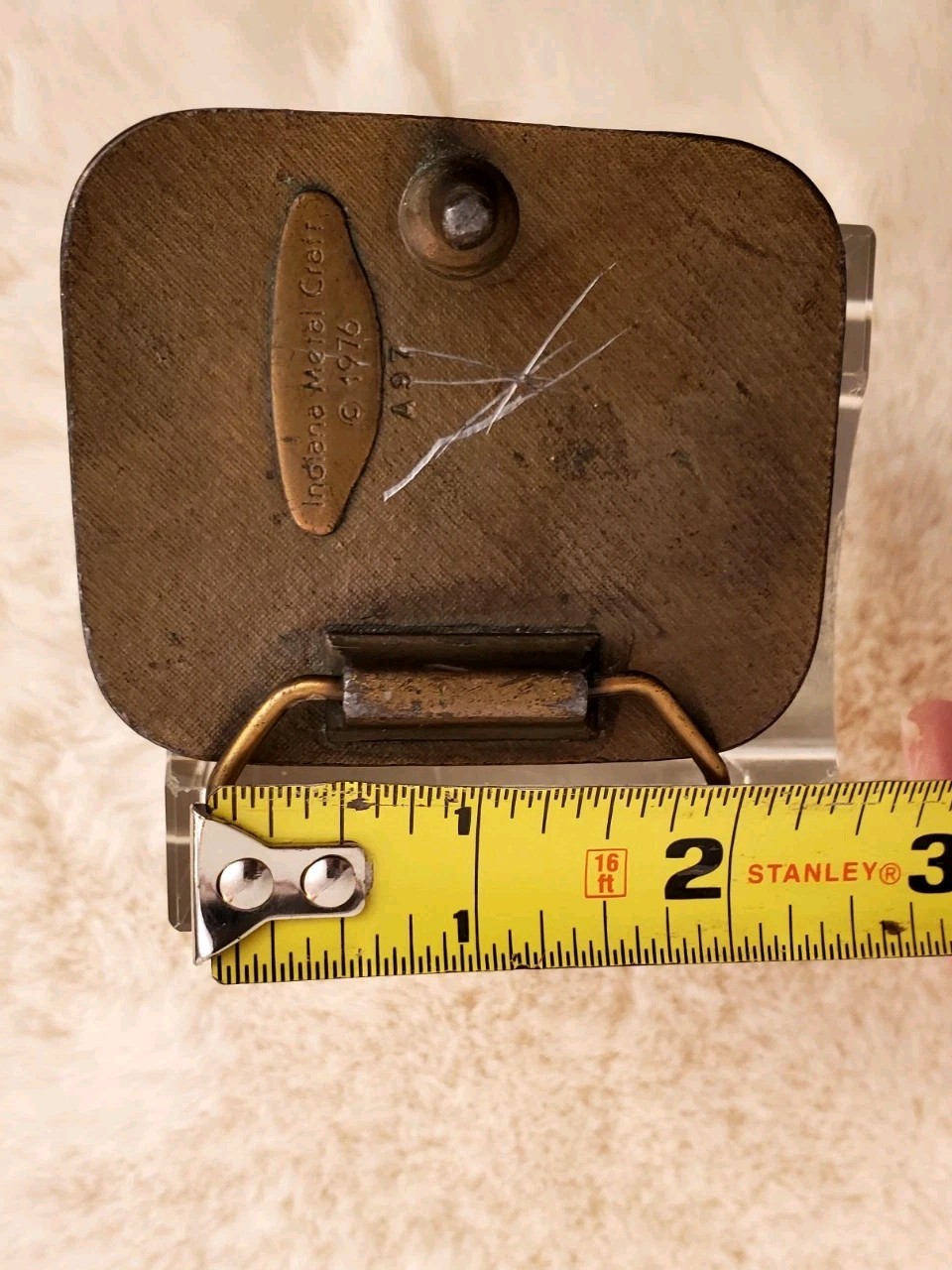 Vintage Brass Indiana Metal Craft Bass Fish Belt Buckle 2 1/4&Prime; Wide 1976