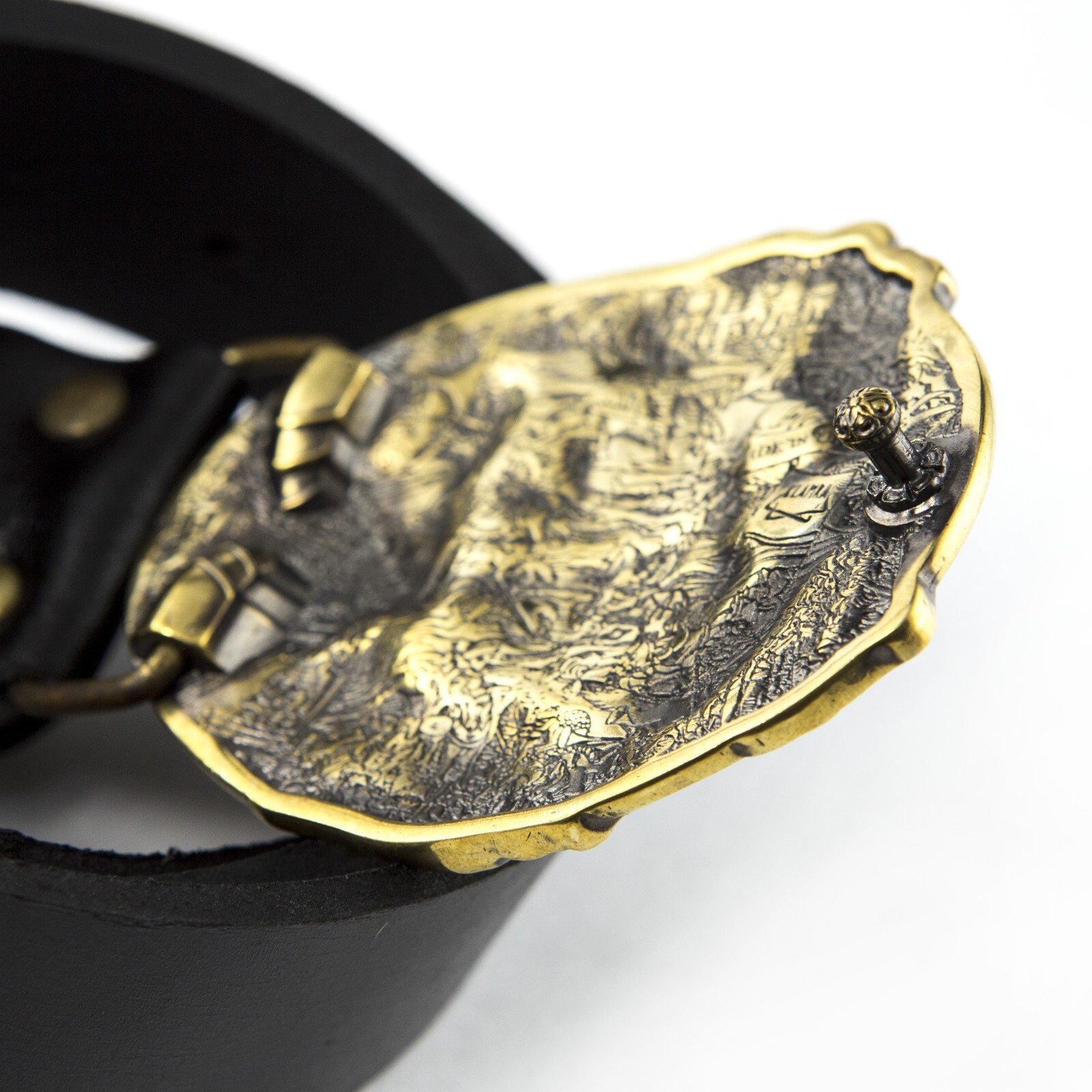 Belt buckle Fighting Knight, Medieval military solid brass belt buckle
