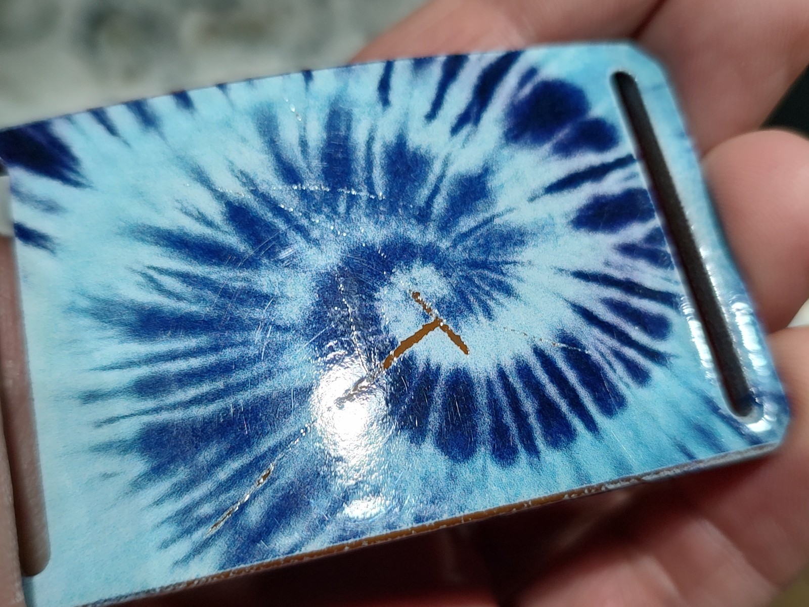 GRIP6 BELT BUCKLE – BLUE TIE DIE – GLOSS – 1.5 INCH WIDE