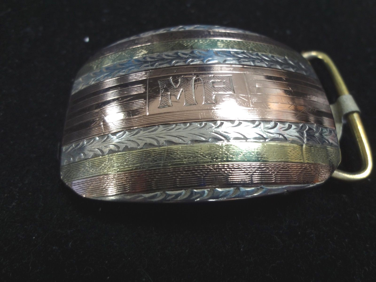 c363 Vintage Belt Buckle in Sterling Silver with Gold Plating