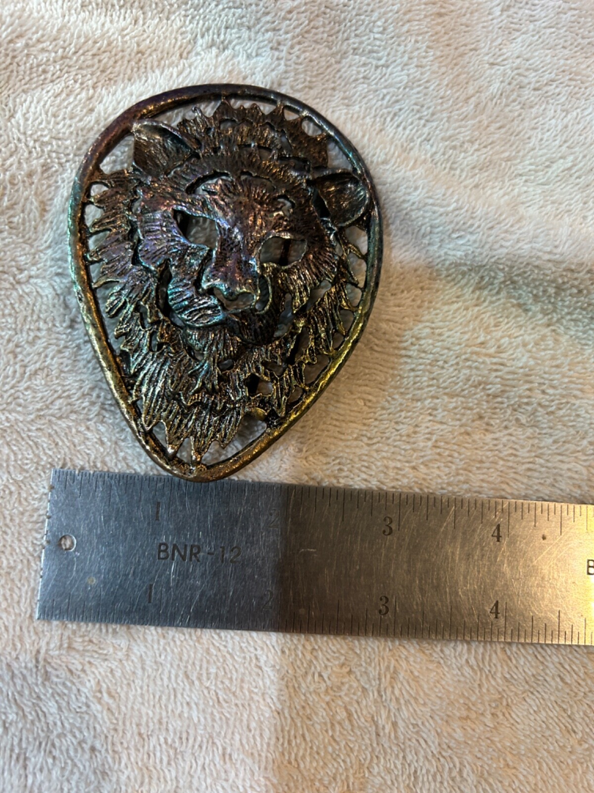 Brutalist Medieval Modernist Lion Big Belt Buckle