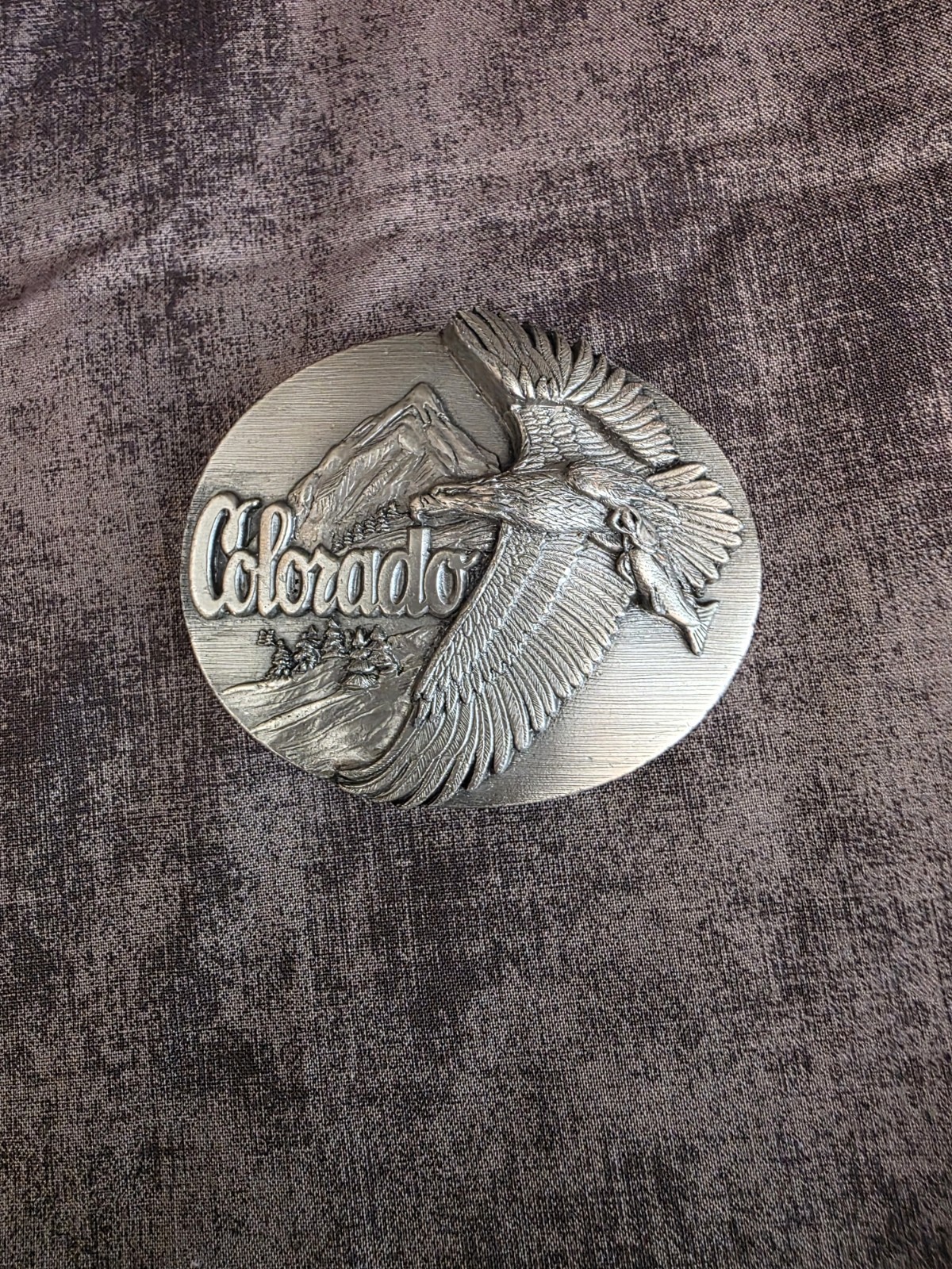 Vintage Colorado Bald Eagle Pewter Belt Buckle Siskiyou Buckle Co Americana 1990