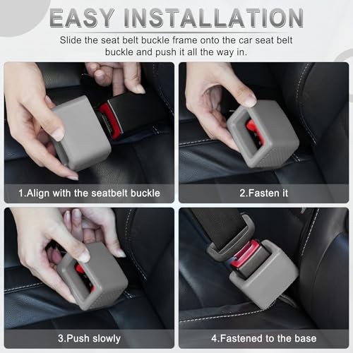 2PCS Seat Belt Buckle Holder, Universal Silicone Rear Seat Belt Booster & Gray