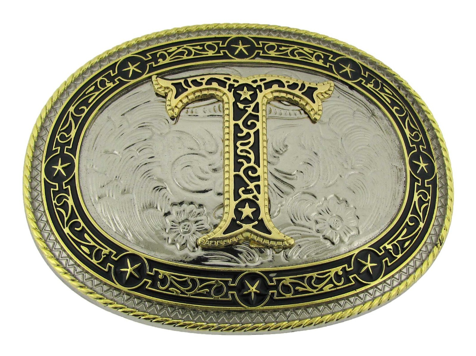 Initial T Letter Men Women Belt Buckle Vintage Metal Style Cowboy Rodeo Western