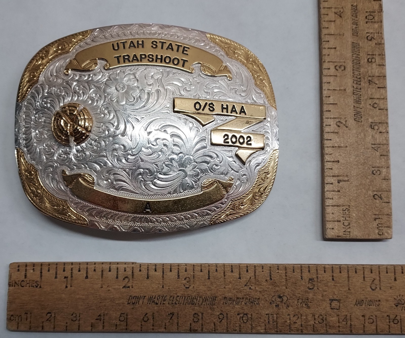 2002 UTAH STATE TRAPSHOOT – O/S HAA – A – BELT BUCKLE – listing # 9559
